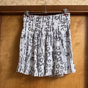 CAbi Black and White Floral Mini Skirt